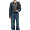 k-squared Öppenstickad polotröja i denimgarn k-squared Öppenstickad polotröja i denimgarn