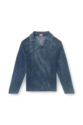 k-squared Öppenstickad polotröja i denimgarn