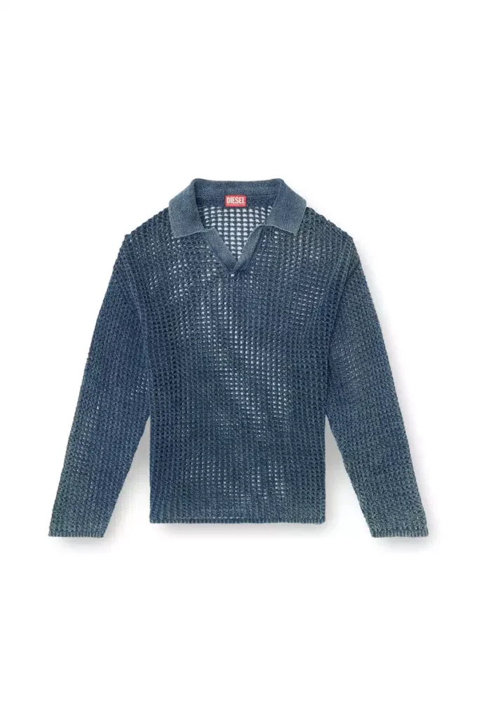 k-squared Öppenstickad polotröja i denimgarn k-squared Öppenstickad polotröja i denimgarn