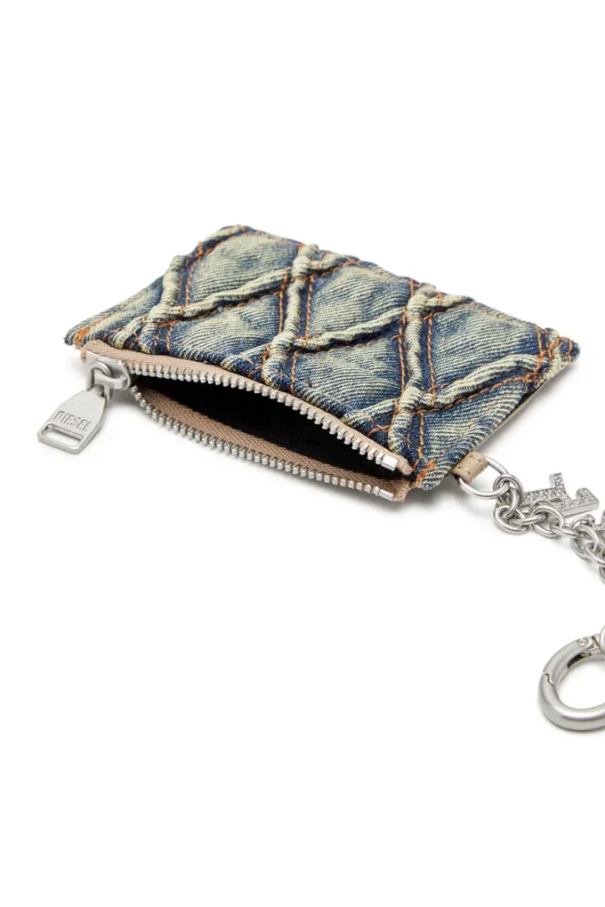 Korthållare med kedja Korthållare i argyle-quiltad denim