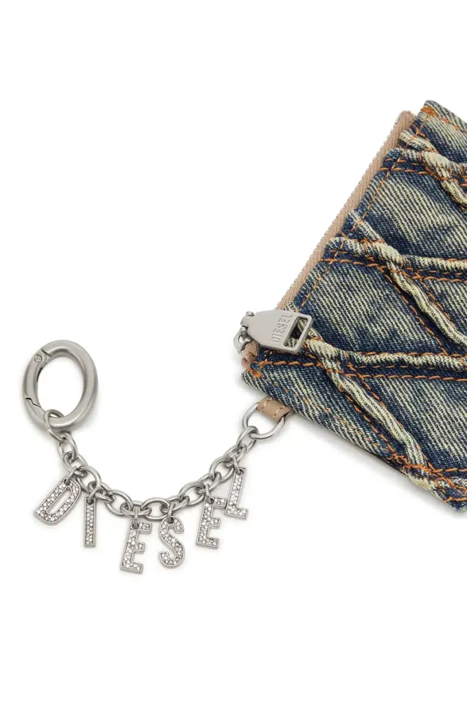 Korthållare med kedja Korthållare i argyle-quiltad denim
