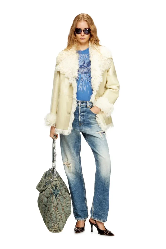 l-aconic Jacka i lackat shearling