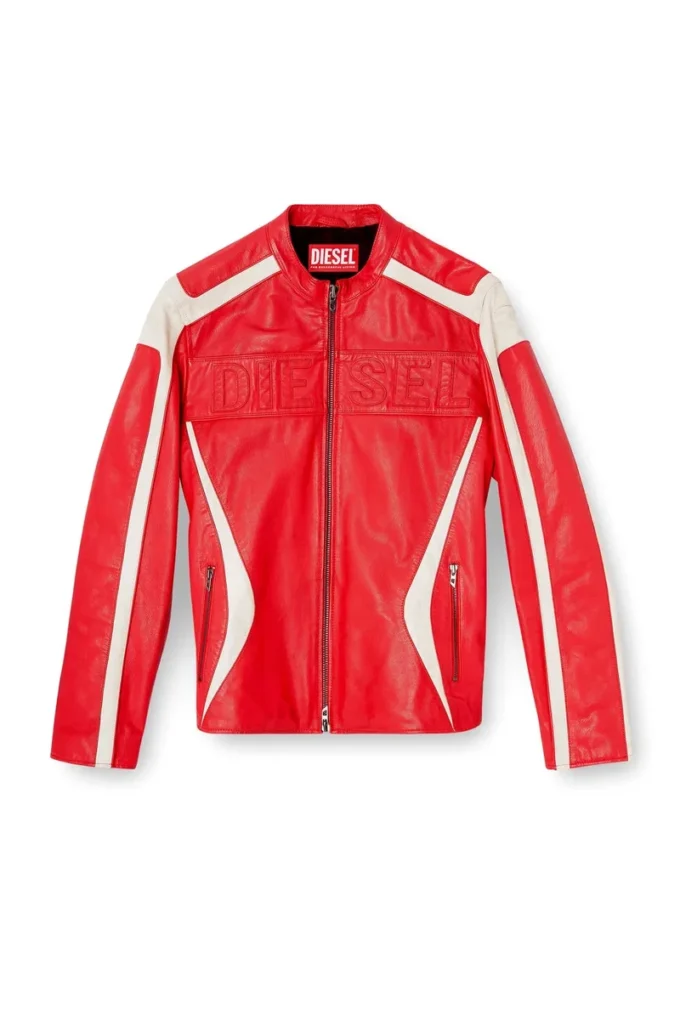 l-adam Färgblockerad läderjacka i bikerstil l-adam Färgblockerad läderjacka i bikerstil
