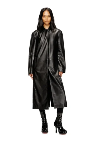 l-ancelot Lång vadderad läderrock l-ancelot Lång vadderad läderrock