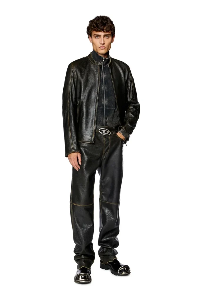 l-cobbe Bikerjacka i skrynkligt läder l-cobbe Bikerjacka i skrynkligt läder