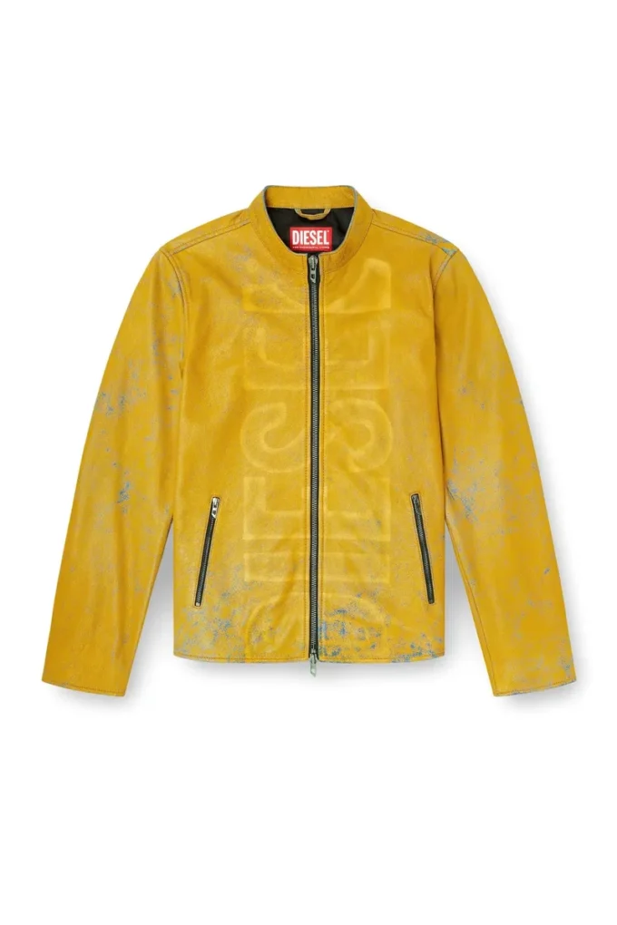 l-evert-a Bikerjacka i behandlat läder med blekt logo l-evert-a Bikerjacka i behandlat läder med blekt logo