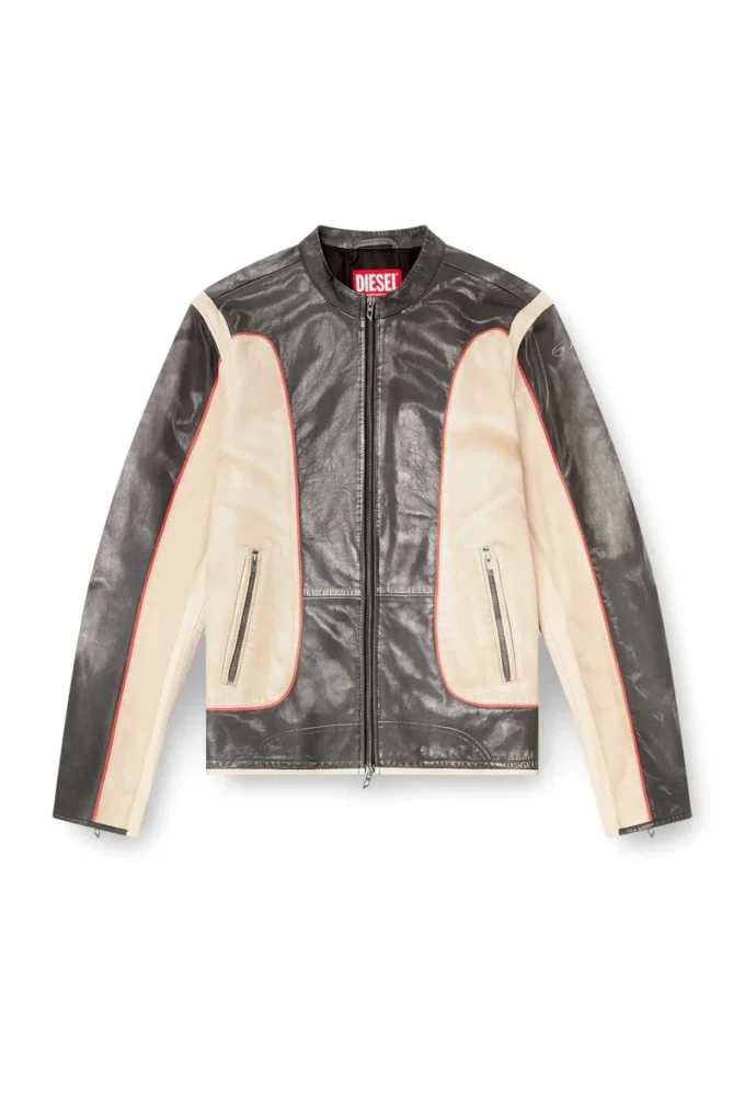 l-evert Läderjacka i bikerstil med trompe l’oeil-effekt l-evert Läderjacka i bikerstil med trompe l’oeil-effekt