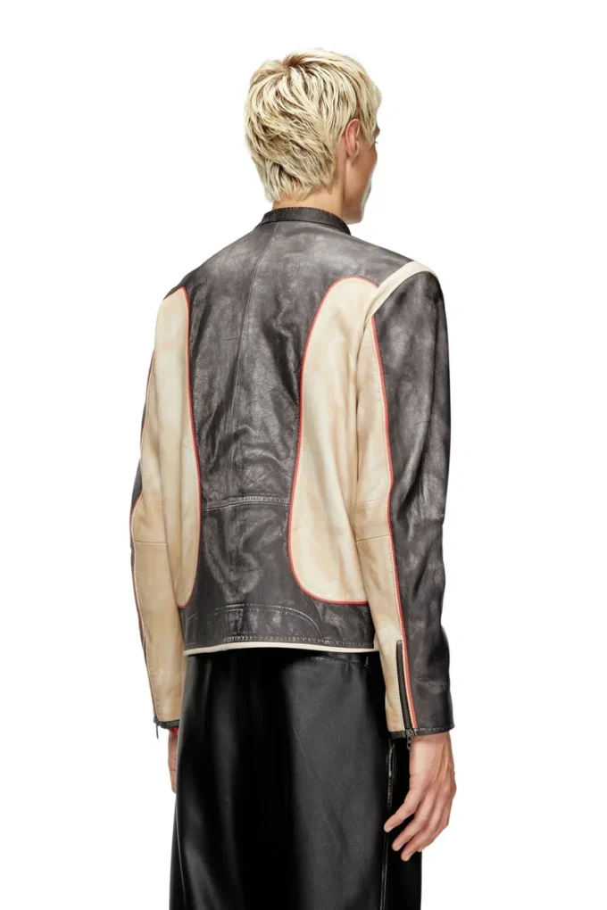 l-evert Läderjacka i bikerstil med trompe l’oeil-effekt l-evert Läderjacka i bikerstil med trompe l’oeil-effekt
