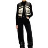 l-flycou-20th Läderväst med logotyp fram och kontrastränder l-flycou-20th Läderväst med logotyp fram och kontrastränder