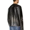 l-met Distressed läderjacka med metallogo