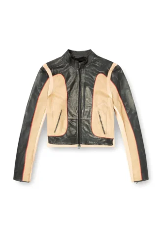 l-oonie Läderjacka i bikerstil med trompe l’oeil-effekt l-oonie Läderjacka i bikerstil med trompe l’oeil-effekt