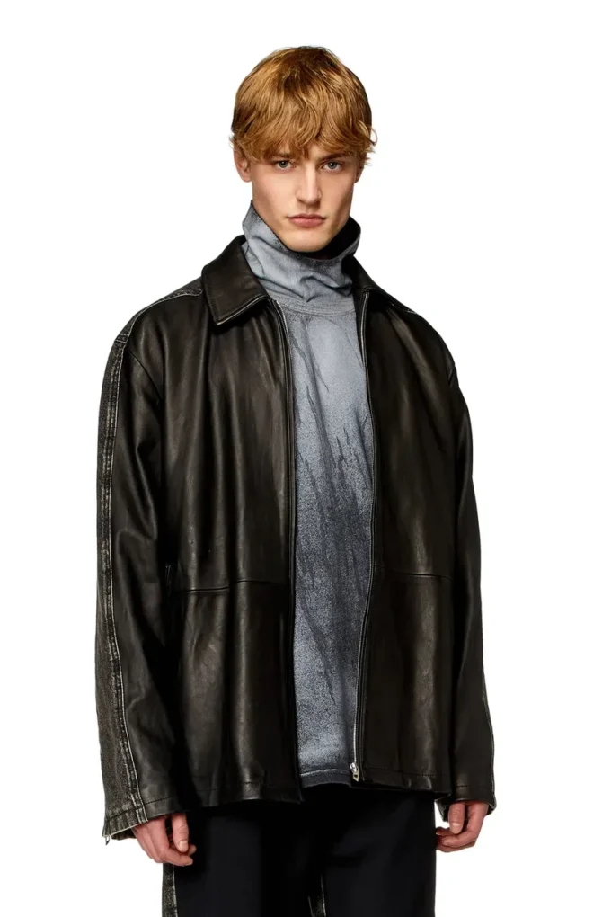 l-stoller Hybridjacka i denim och läder l-stoller Hybridjacka i denim och läder