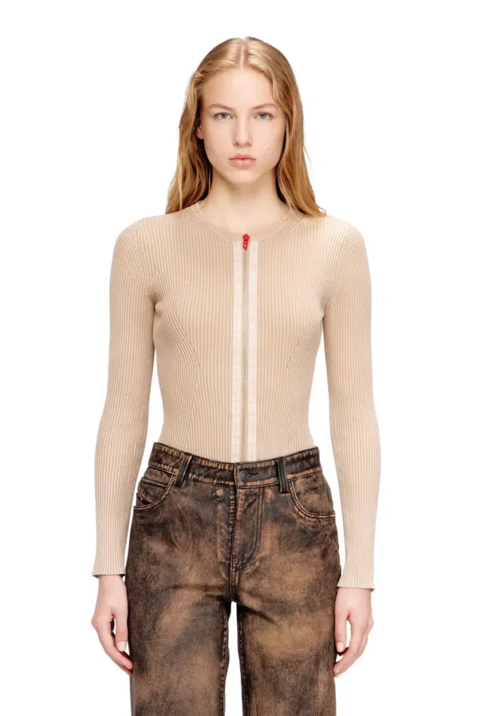 m-gilde Cardigan med dragkedja i ribbad bomull m-gilde Cardigan med dragkedja i ribbad bomull