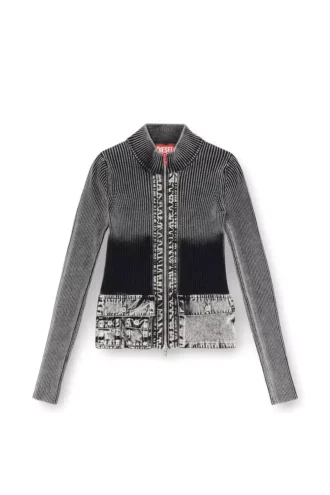 m-melissa Cardigan med dragkedja och cargofickor i denim