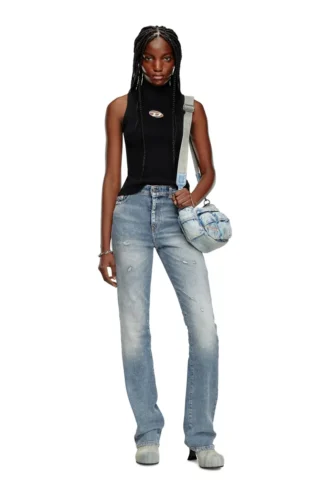 m-onervax-top Ribbstickad turtleneck-top
