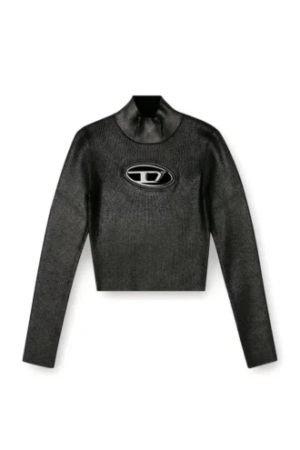 m-valari-tn Ribbstickad turtleneck med glanseffekt