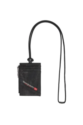 multi-pkts badge holder Badgehållare i denim med läderdetaljer