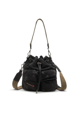 multi-pkts bucket x Multi-Pkts-Multipocket bucket bag i tvättad denim