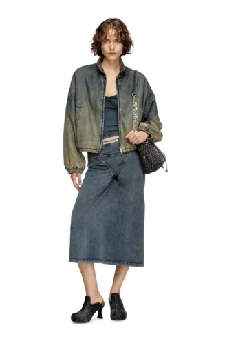 o-alline Midikjol i jersey med denimlook