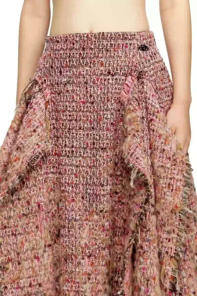 o-riella Borstad bouclé-kjol med fransad fåll