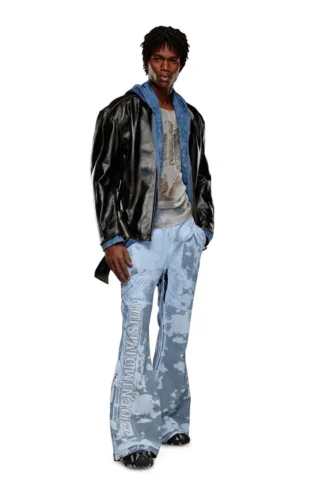 p-belb-p1 Flared track pants i belagd jersey