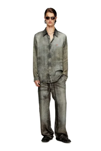p-theck-lkct Elastiska byxor i viskos med denimlook