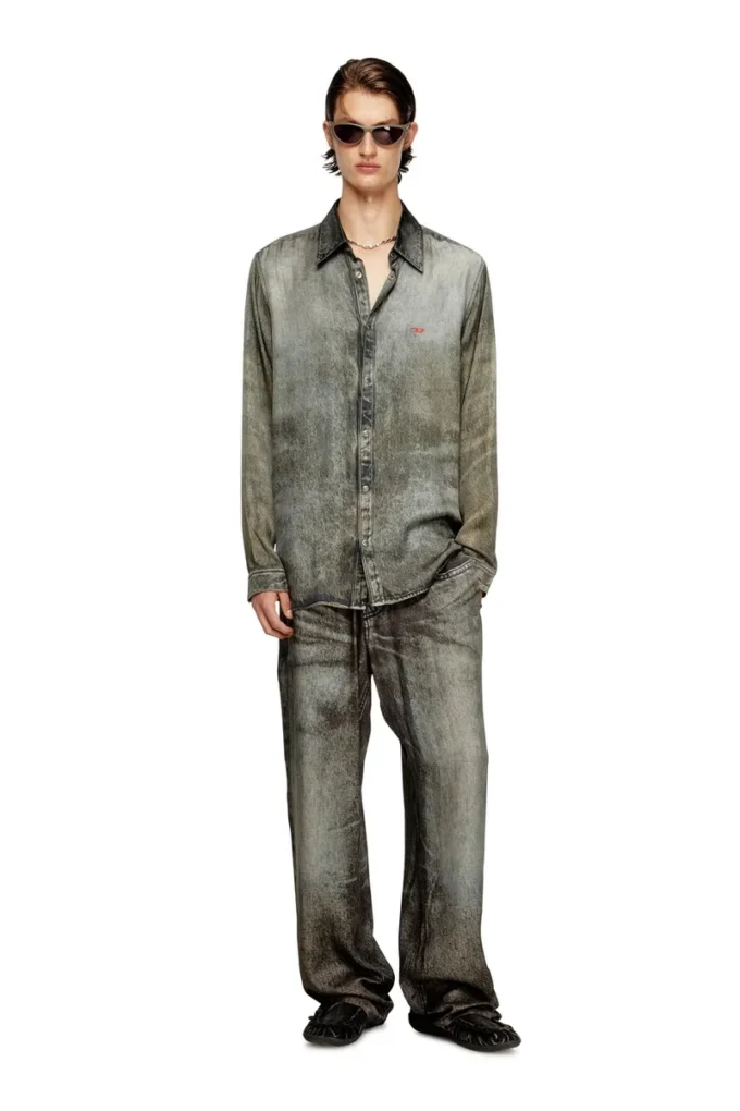p-theck-lkct Elastiska byxor i viskos med denimlook