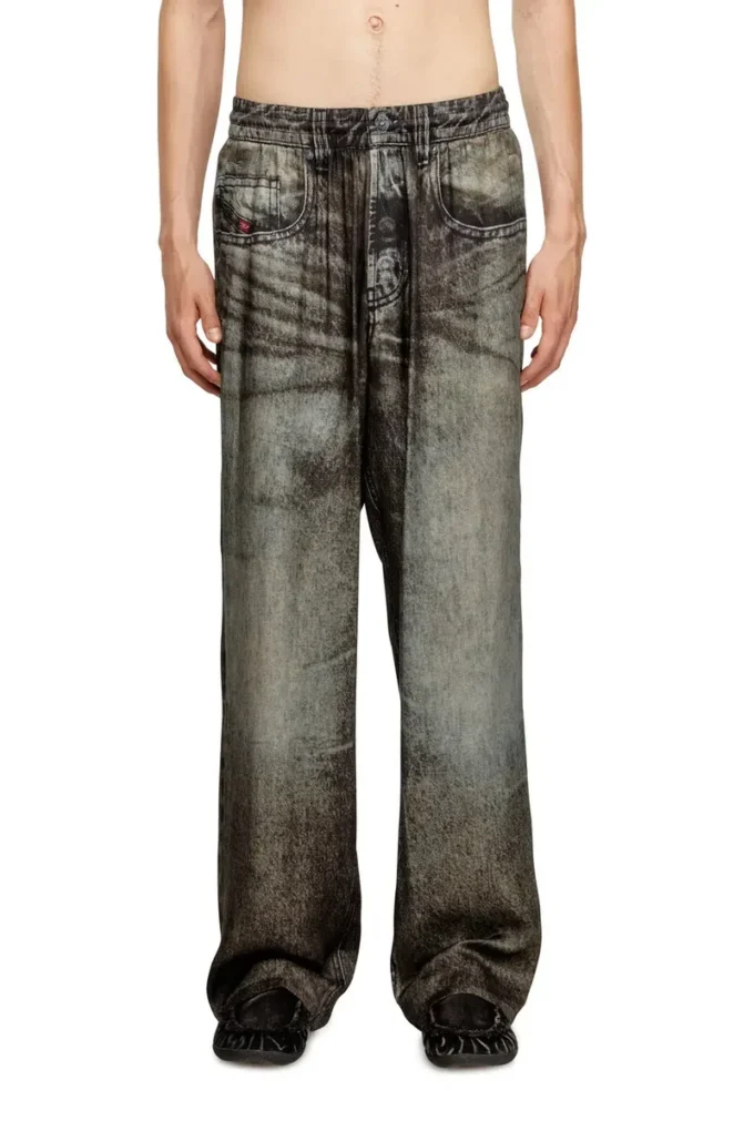 p-theck-lkct Elastiska byxor i viskos med denimlook