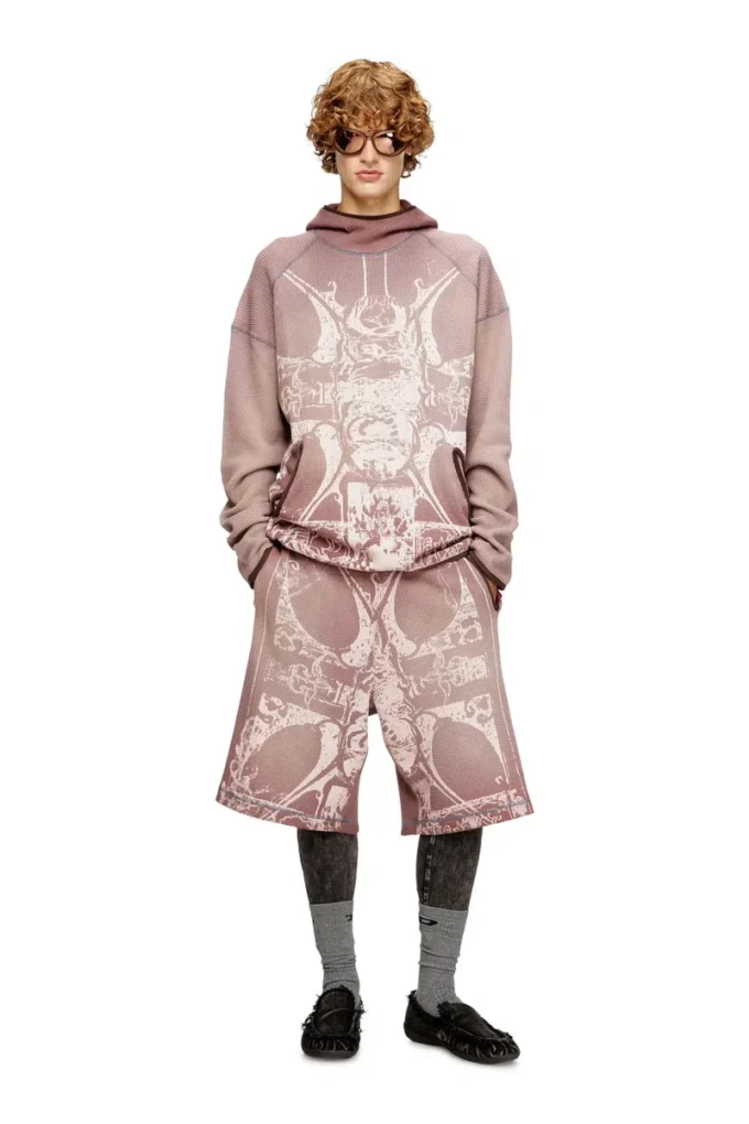 p-warky-short Vaffelshorts med medeltida tryck p-warky-short Vaffelshorts med medeltida tryck