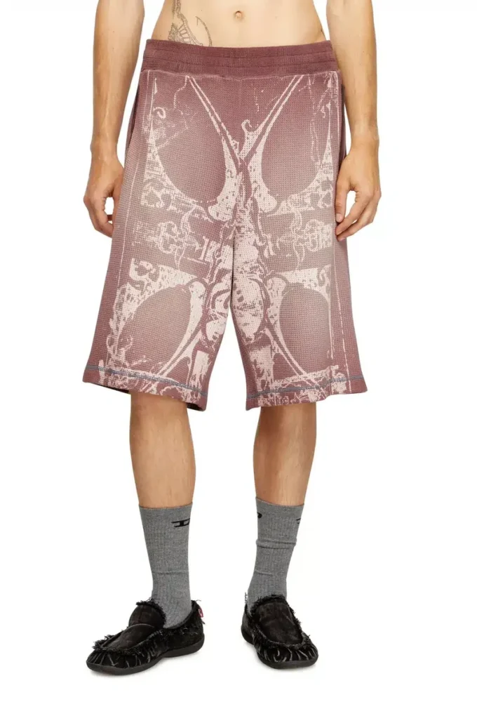 p-warky-short Vaffelshorts med medeltida tryck p-warky-short Vaffelshorts med medeltida tryck