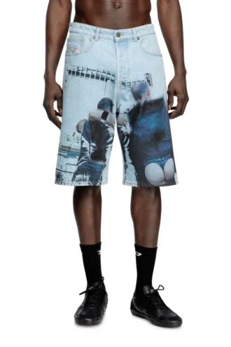 pr-d-rixford-s Jeansshorts med blekt tryck