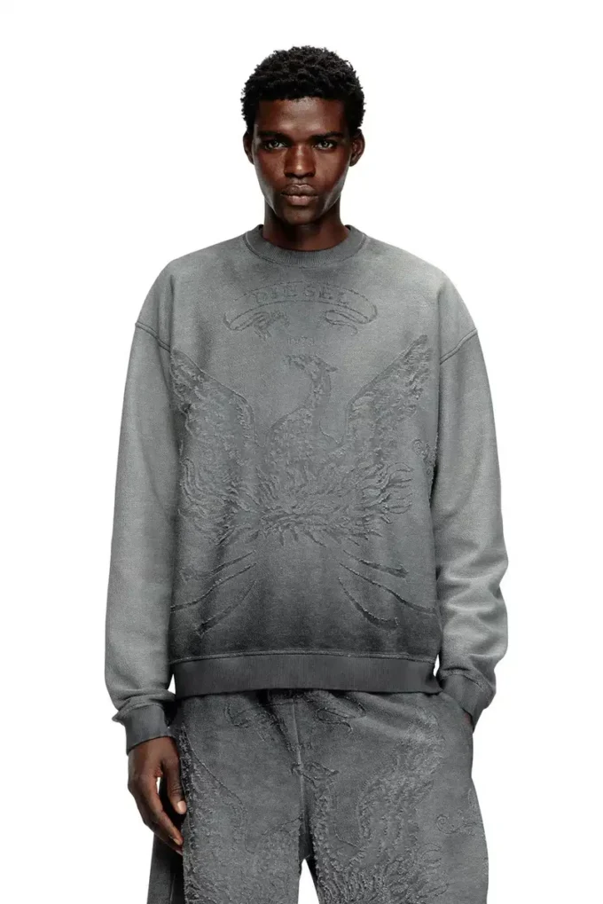 s-aron Blekt sweatshirt med devoré Phoenix-logotyp s-aron Blekt sweatshirt med devoré Phoenix-logotyp