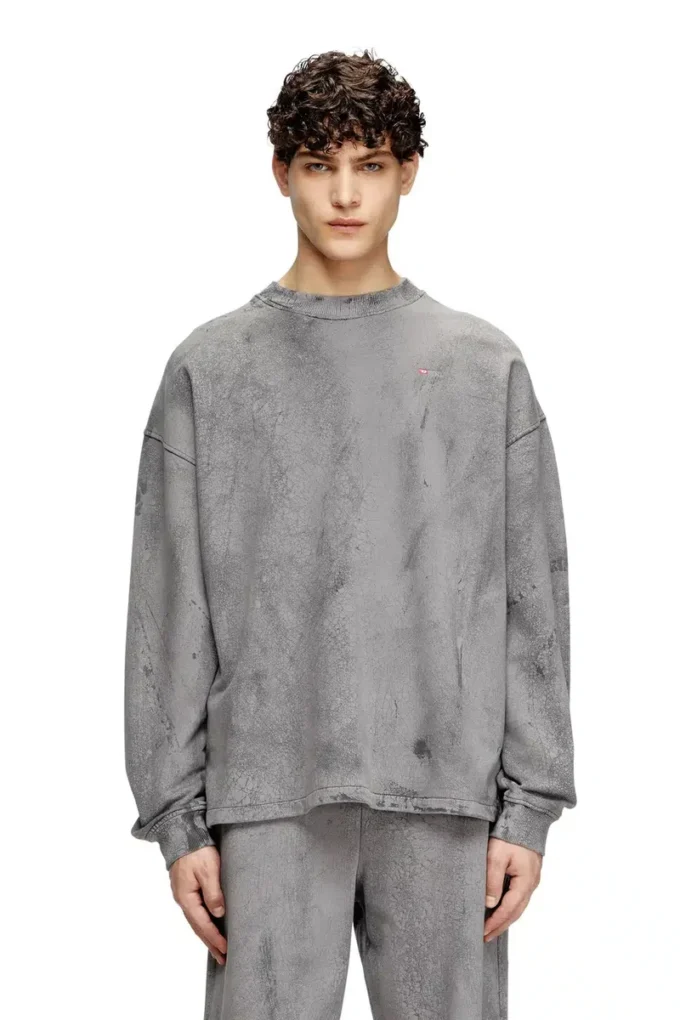 s-baxt-t1 Sweatshirt med krackelerad effekt och mikro-logo s-baxt-t1 Sweatshirt med krackelerad effekt och mikro-logo