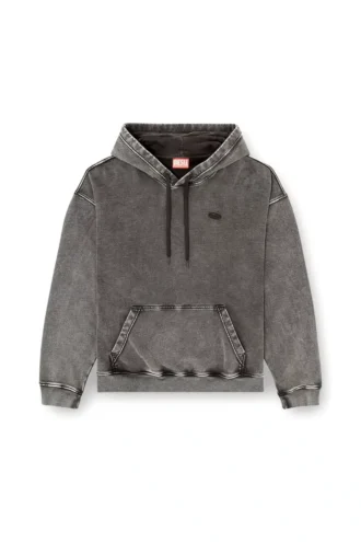 s-boxt-hood-den Hoodie med råkantad patch på ryggen