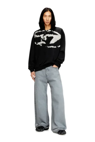s-boxt-n5 Sweatshirt med slitna flockade logotyper