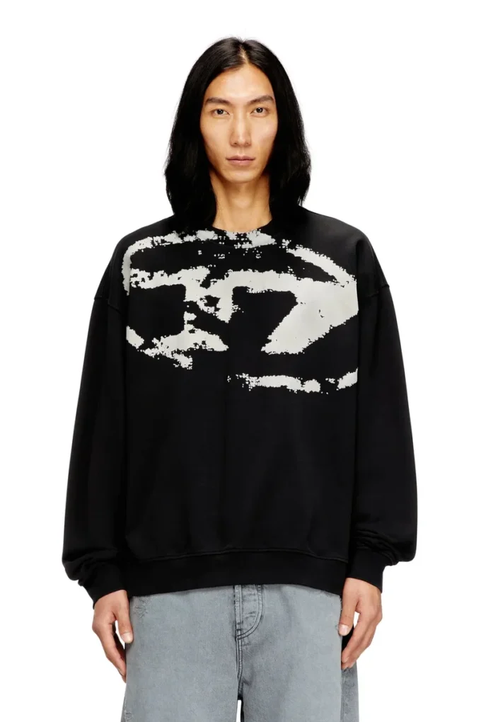 s-boxt-n5 Sweatshirt med slitna flockade logotyper s-boxt-n5 Sweatshirt med slitna flockade logotyper