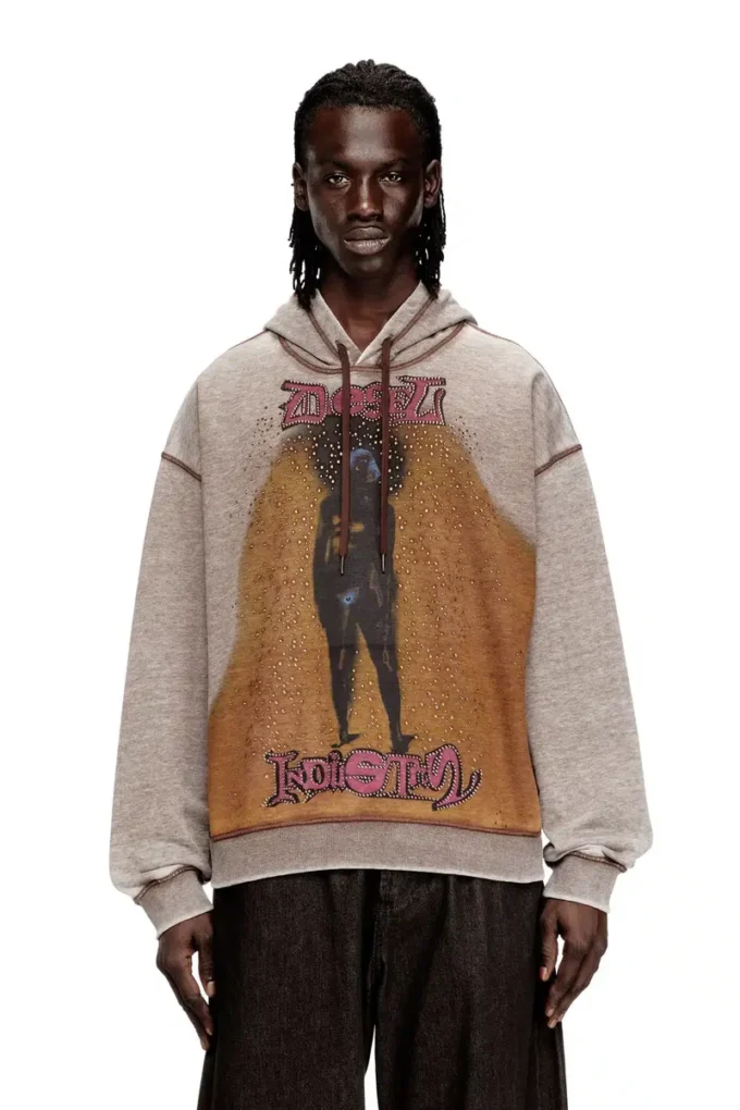 s-boxton-hood Hoodie med tryck och nitar s-boxton-hood Hoodie med tryck och nitar