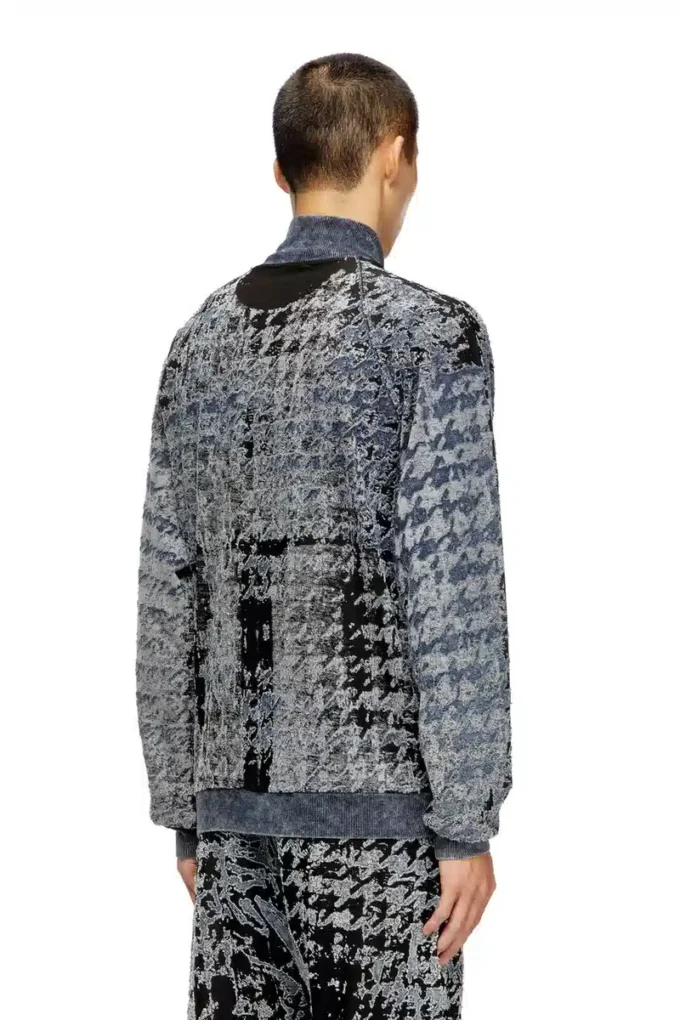 s-corr Devoré-hoodie med zip-up i hundtandsmönster s-corr Devoré-hoodie med zip-up i hundtandsmönster