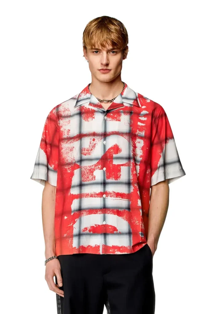 s-nabil Bowlingskjorta med rutmönster och blekt logo