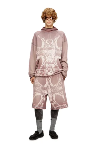 s-waf-hood-new Hoodie i blekt våffelstickat med grafiskt tryck