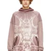 s-waf-hood-new Hoodie i blekt våffelstickat med grafiskt tryck s-waf-hood-new Hoodie i blekt våffelstickat med grafiskt tryck