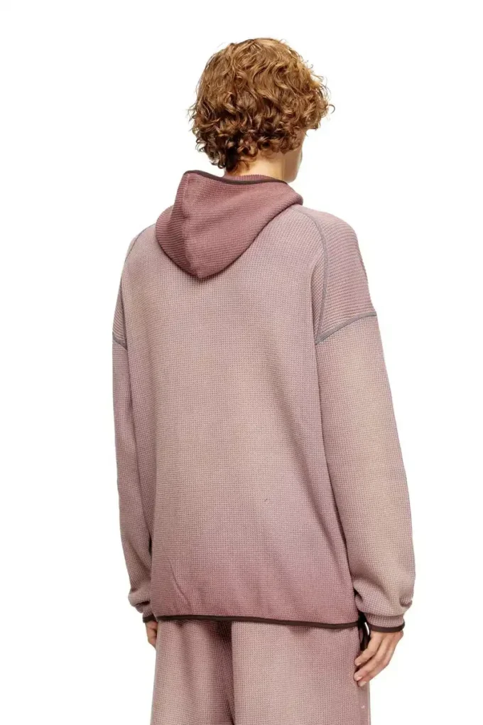 s-waf-hood-new Hoodie i blekt våffelstickat med grafiskt tryck s-waf-hood-new Hoodie i blekt våffelstickat med grafiskt tryck
