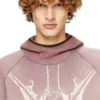 s-waf-hood-new Hoodie i blekt våffelstickat med grafiskt tryck s-waf-hood-new Hoodie i blekt våffelstickat med grafiskt tryck