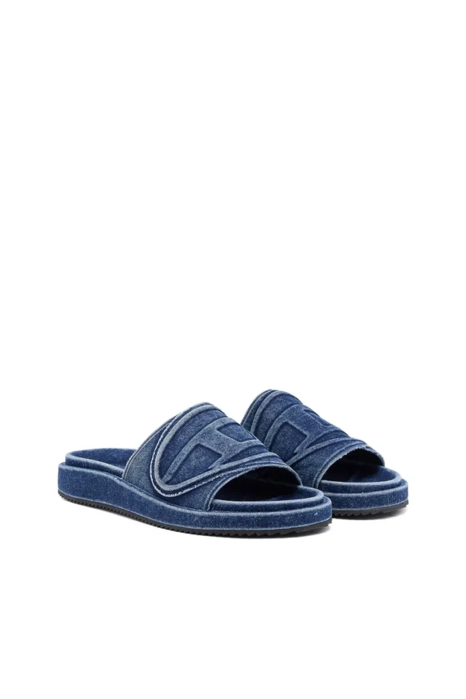 sa-slide d oval Sa-Slide D-Denim-sandaler med präglad rem