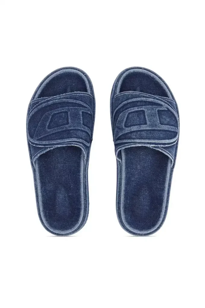 sa-slide d oval Sa-Slide D-Denim-sandaler med präglad rem