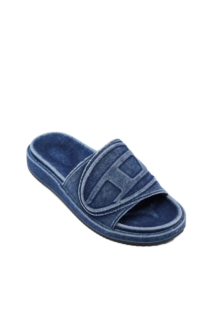 sa-slide d oval Sa-Slide D-Denim-sandaler med präglad rem