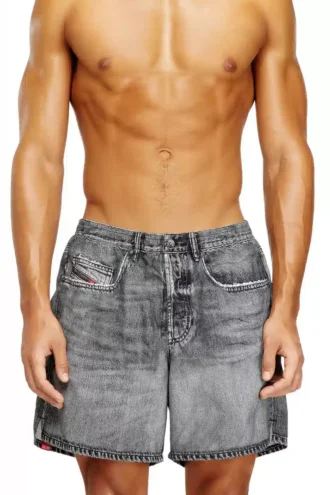 soccer-41-dnm Badshorts med trompe l’oeil-tryck i denim