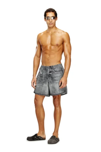 soccer-41-dnm Badshorts med trompe l’oeil-tryck i denim