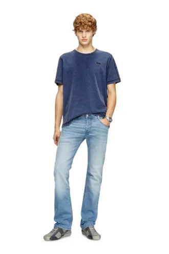 t-adjind-new Sliten T-shirt med denimeffekt