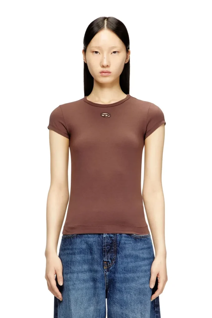 t-angie-od T-shirt med utskuren broderad logotyp t-angie-od T-shirt med utskuren broderad logotyp